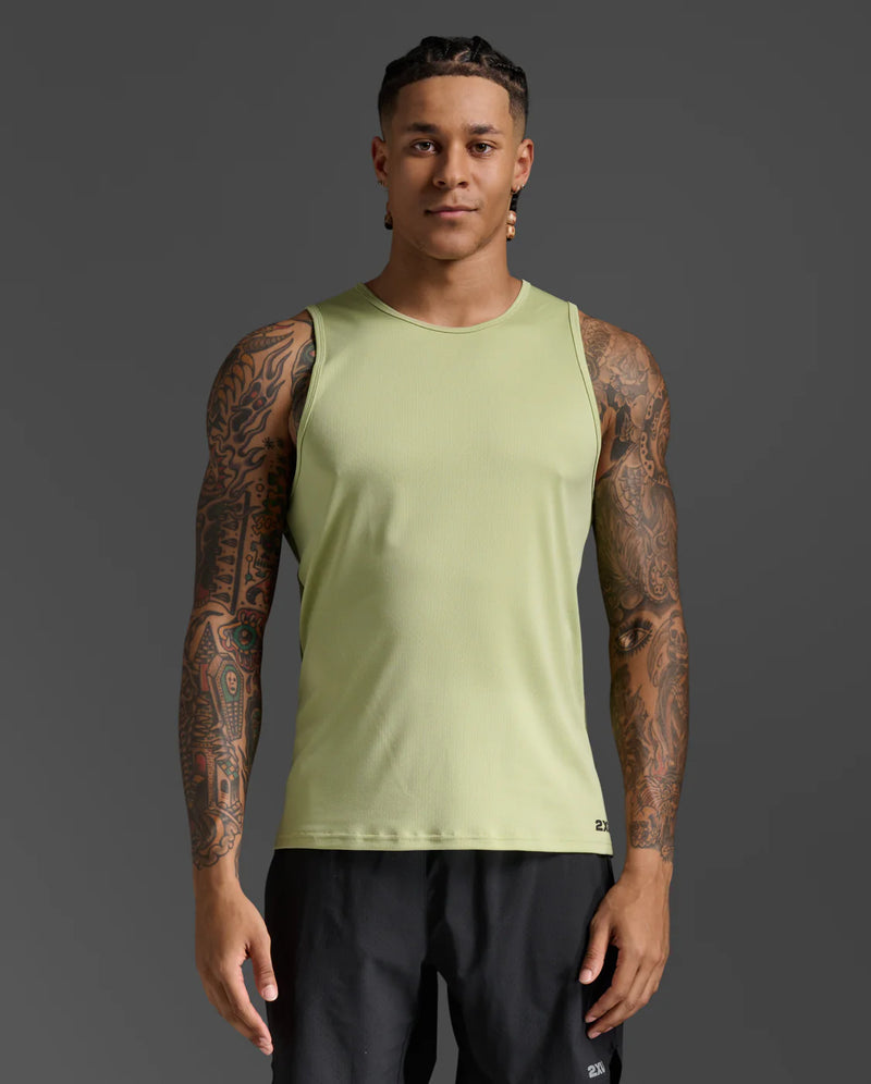 2XU Mens Aero Tank-Green Mist/Hunter Green