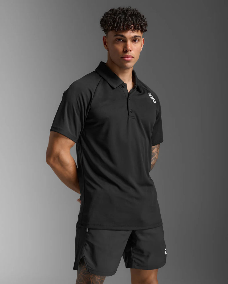 2XU Mens Aspire Polo-White/Black