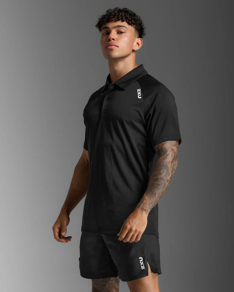 2XU Mens Aspire Polo-Black/White