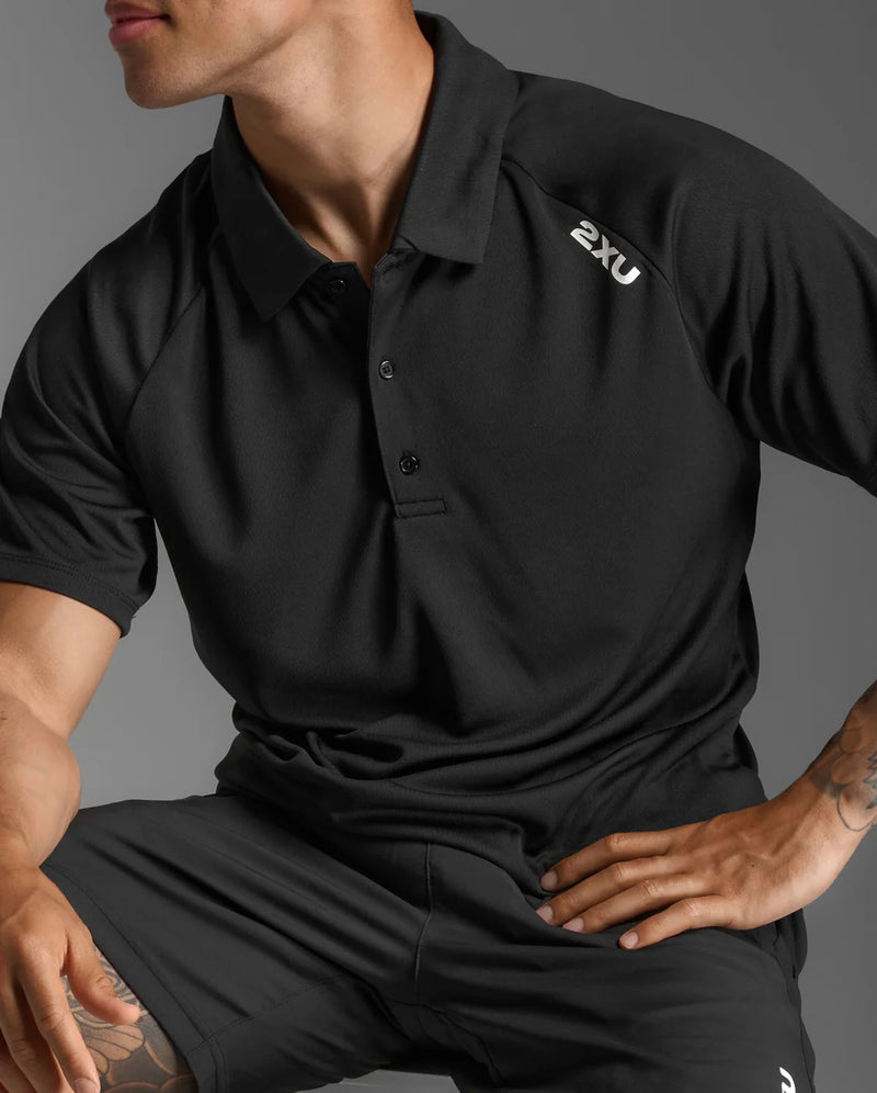 2XU Mens Aspire Polo-White/Black