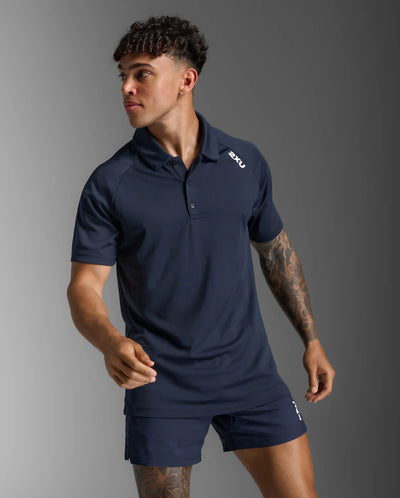 2XU Mens Aspire Polo-Midnight/White