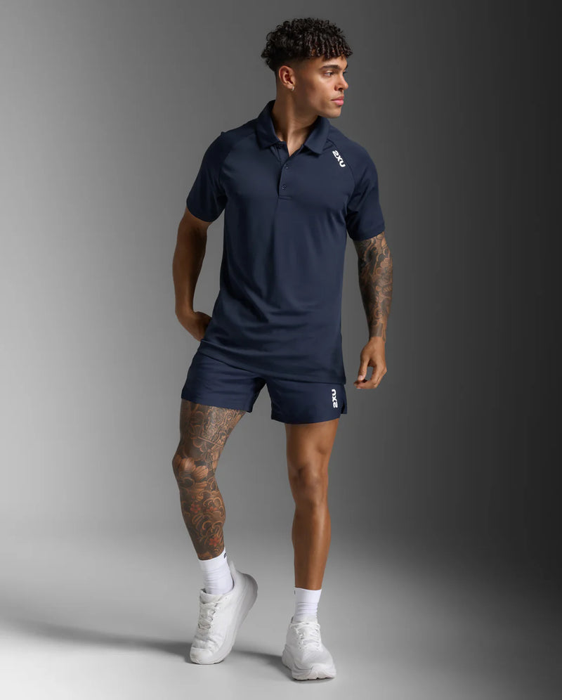 2XU Mens Aspire Polo-Midnight/White