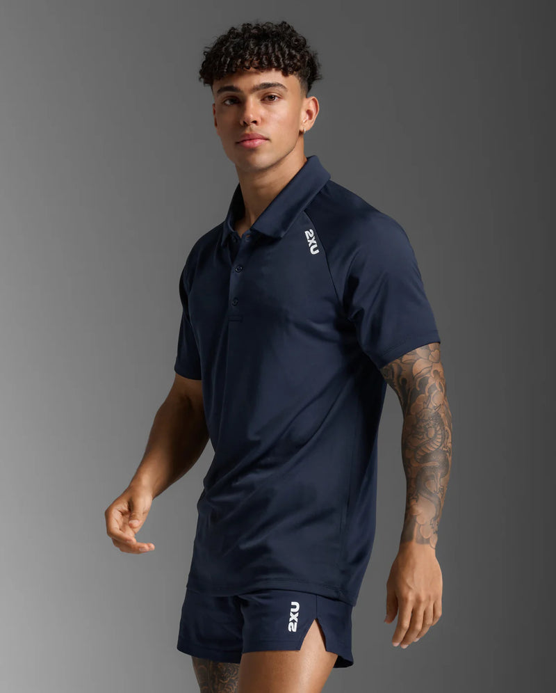 2XU Mens Aspire Polo-Midnight/White