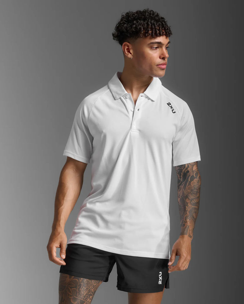 2XU Mens Aspire Polo-Black/White