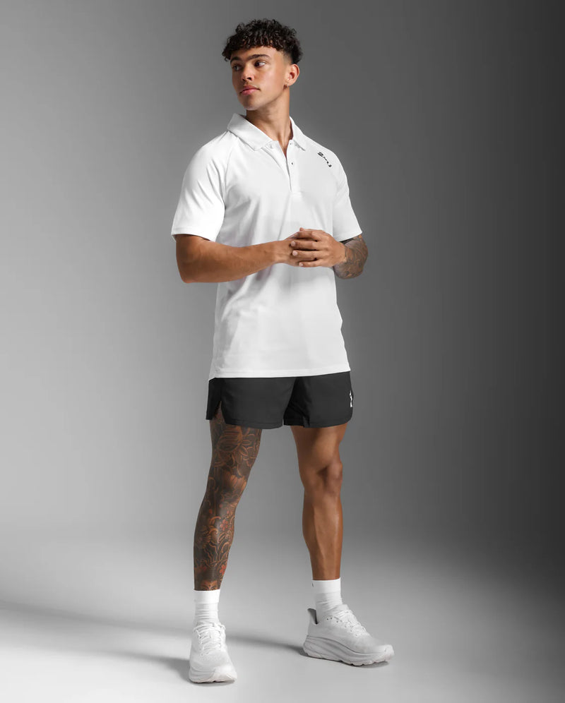 2XU Mens Aspire Polo-Black/White