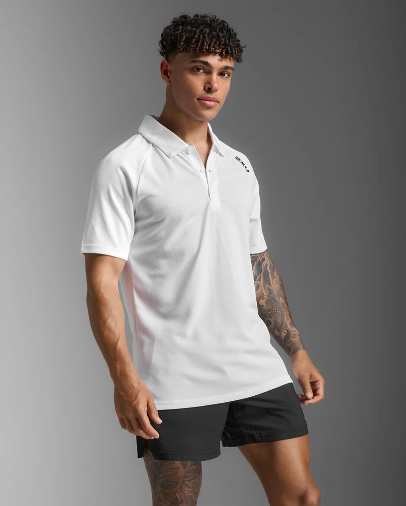 2XU Mens Aspire Polo-White/Black