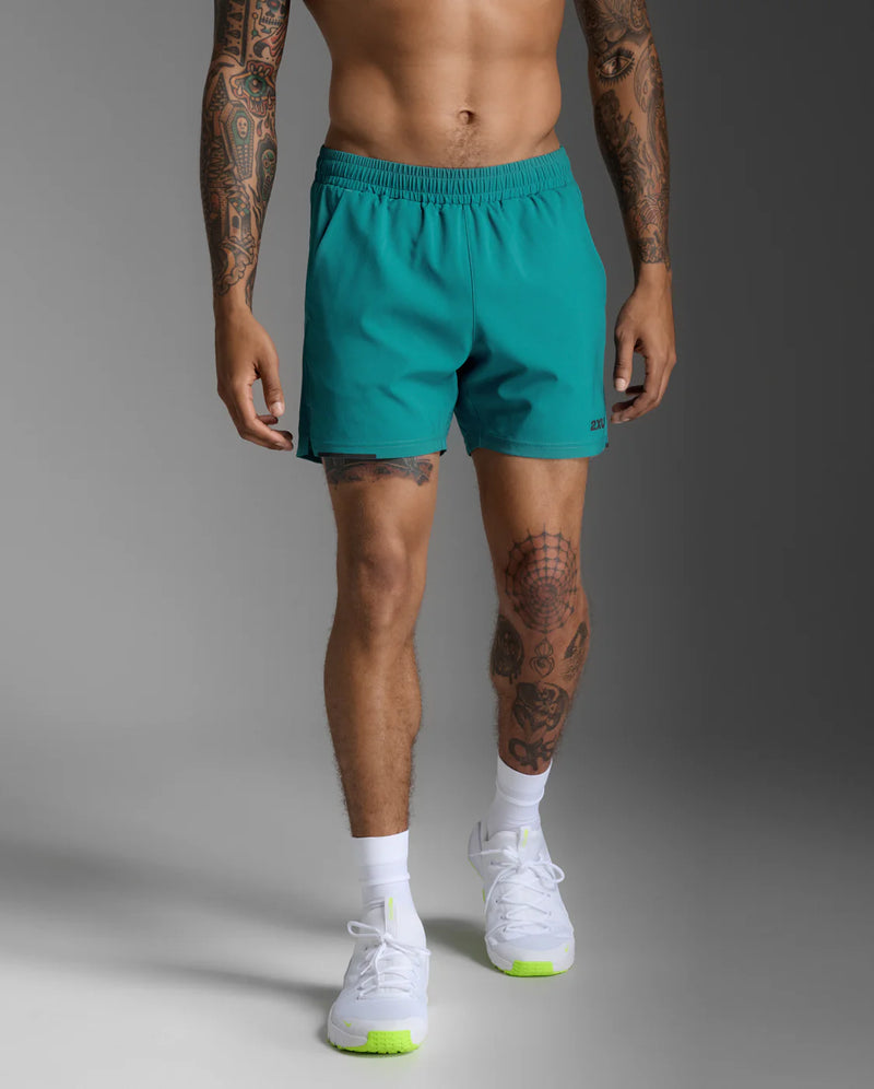 2XU Aero 5 Inch Shorts-Slate Green/Black Reflective