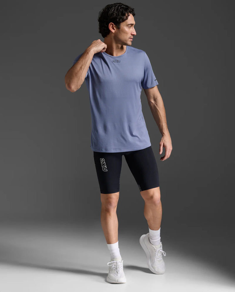 2XU Mens Light Speed Tech Tee-Blue Stone/Black Ref