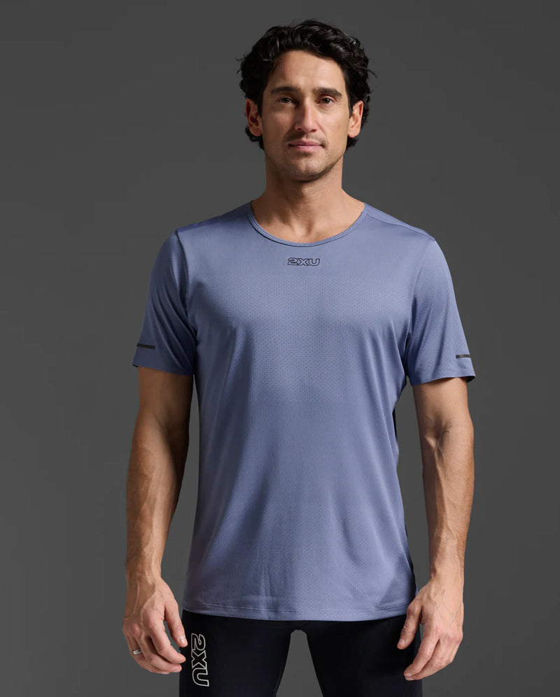 2XU Mens Light Speed Tech Tee-Blue Stone/Black Ref