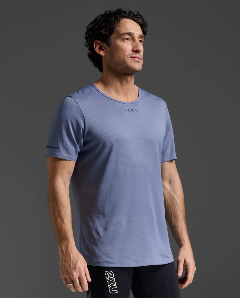 2XU Mens Light Speed Tech Tee-Blue Stone/Black Ref