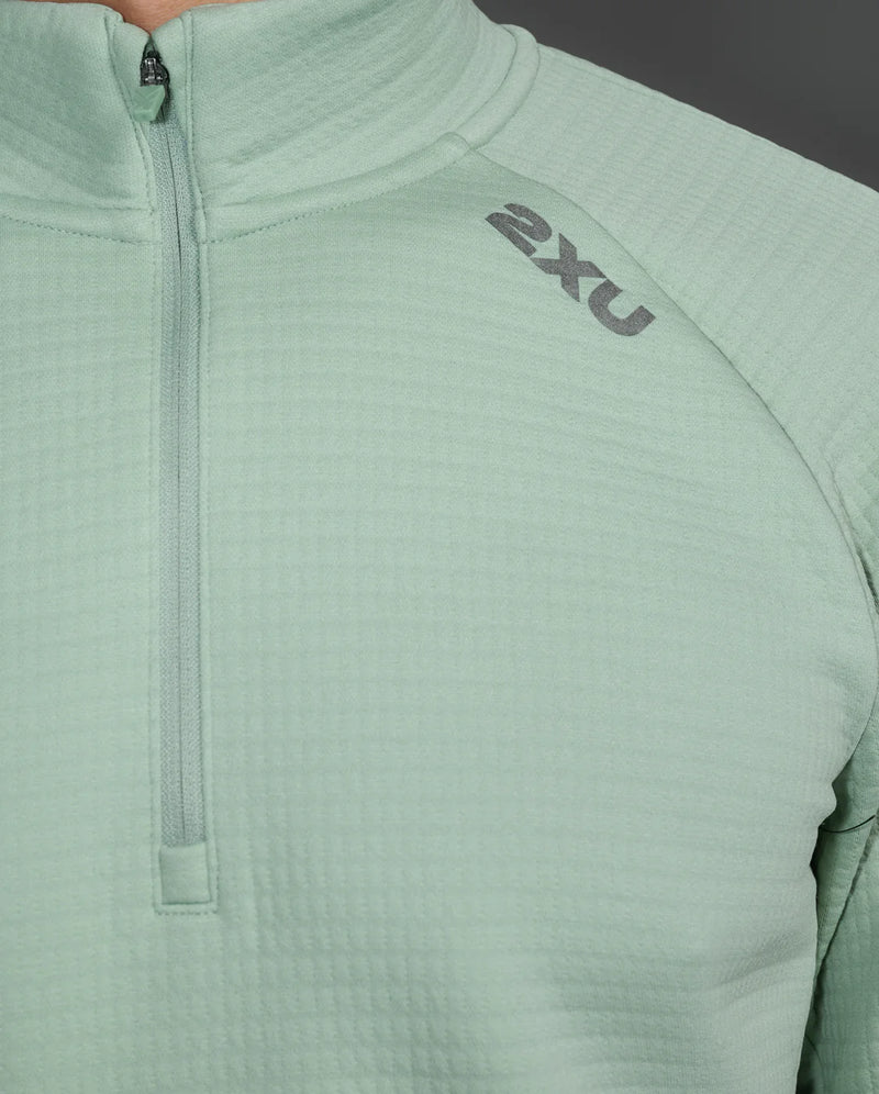 2XU Ignition Hyper-Haptic 1/4 Zip-Eucalyptus/Black Reflective