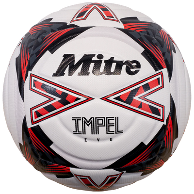 Impel Evo 24 Au Soccer Ball-White/Black/Bib Red-5