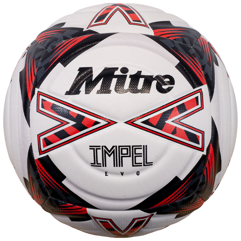 Impel Evo 24 Au Soccer Ball-White/Black/Bib Red