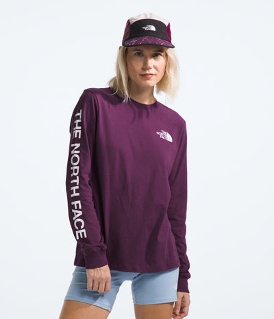 The North Face Womens LS Hit Graphic Tee-Black Currant