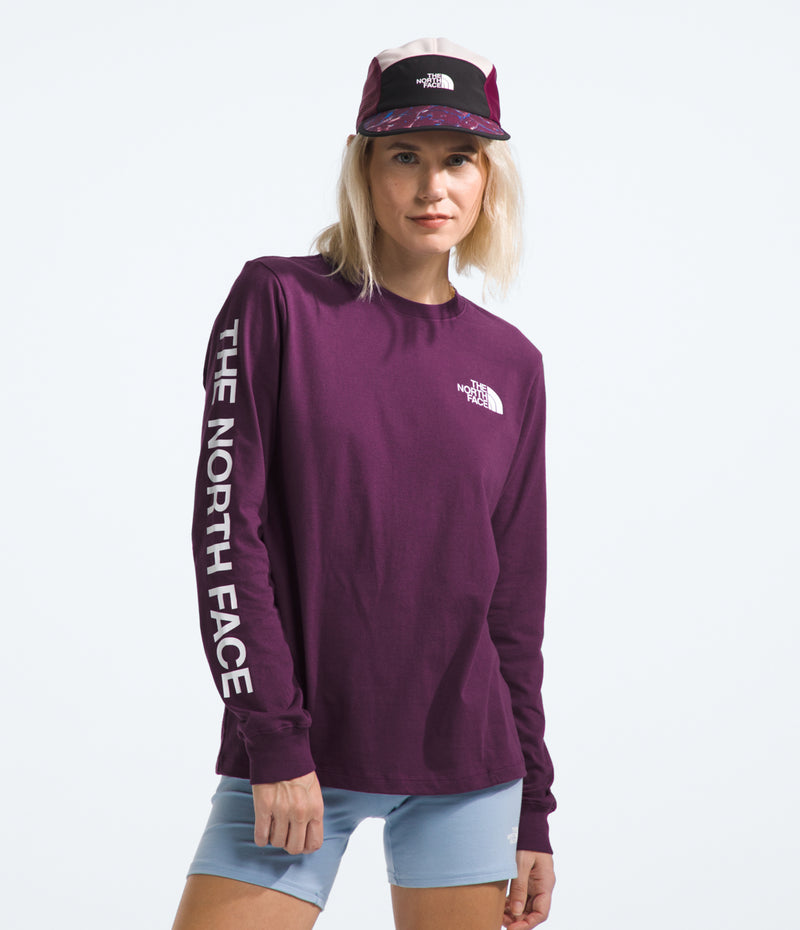 The North Face Womens LS Hit Graphic Tee-Black Currant