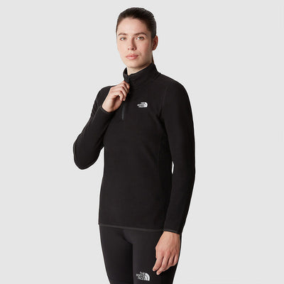 The North Face Womens 100 Glacier 1/4 Zip Fleece-TNF Black