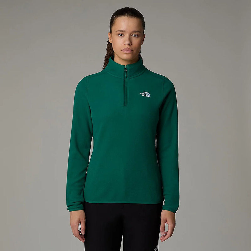 The North Face Womens 100 Glacier 1/4 Zip Fleece-Evergreen