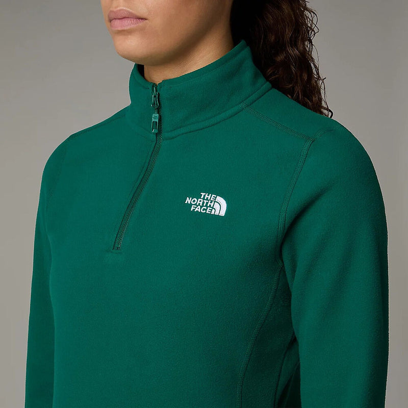 The North Face Womens 100 Glacier 1/4 Zip Fleece-Evergreen