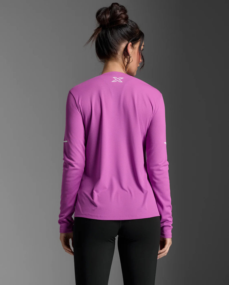 2XU Aero Long Sleeve-Hyper Violet/White Reflective