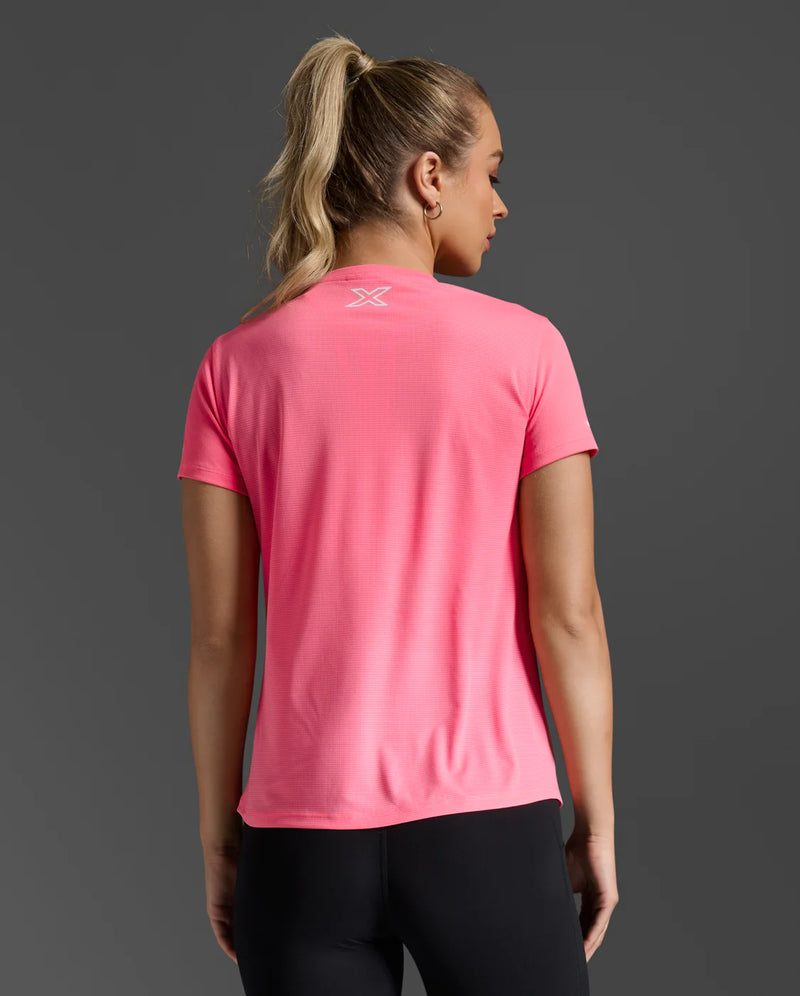 2XU Womens Aero Tee-Pink Glow/White Ref