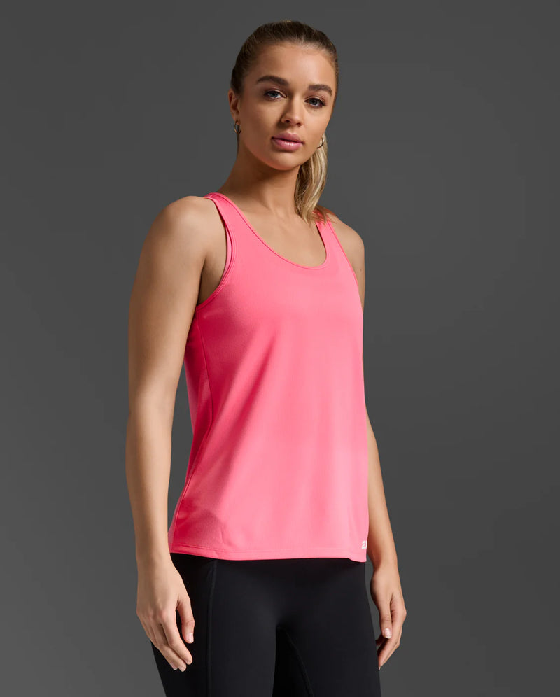 2XU Womens Aero Singlet-Pink Glow/White Ref