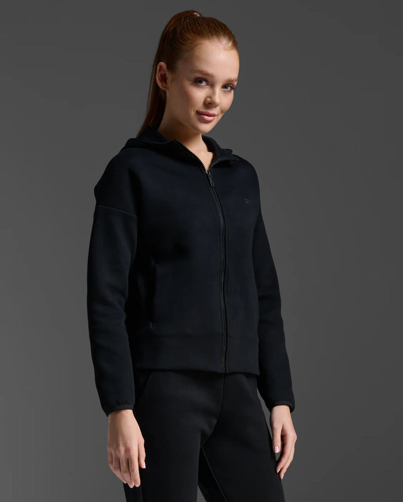 2XU Commute Full Zip Hoodie-Black/Black