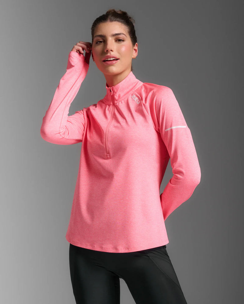 2XU Aero 1/2 Zip-Pink Glow/White Reflective