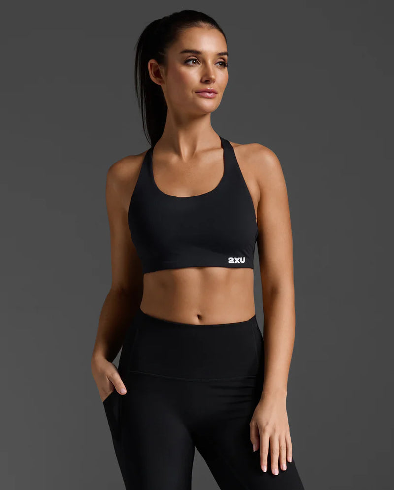 2XU Womens Form Strappy Low Impact Bra-Black/White