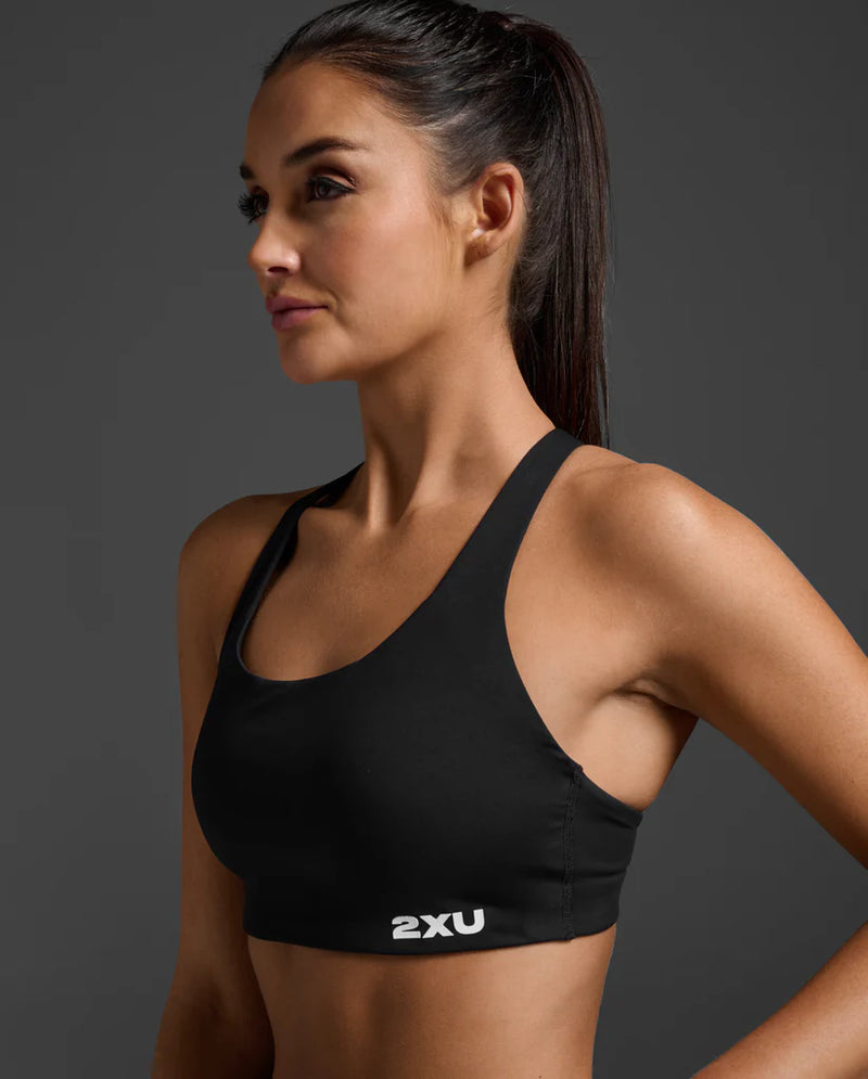 2XU Womens Form Strappy Low Impact Bra-Black/White