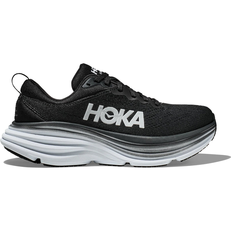 Hoka Mens Bondi 8 (D) Running Shoe - Black/White