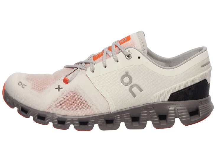 On Mens Cloud X 3 (D) Running Shoe Ivory/Alloy