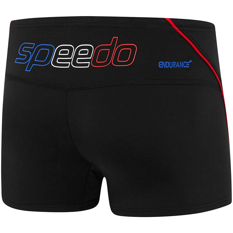 Speedo Mens Endurance+ Logo Aquashort-Black/Sport Red/Cadet Blue_12G32/7496