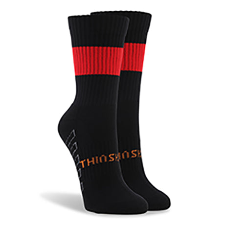Thinskins Short Fine Knit Football Socks - Black/Red Hoops
