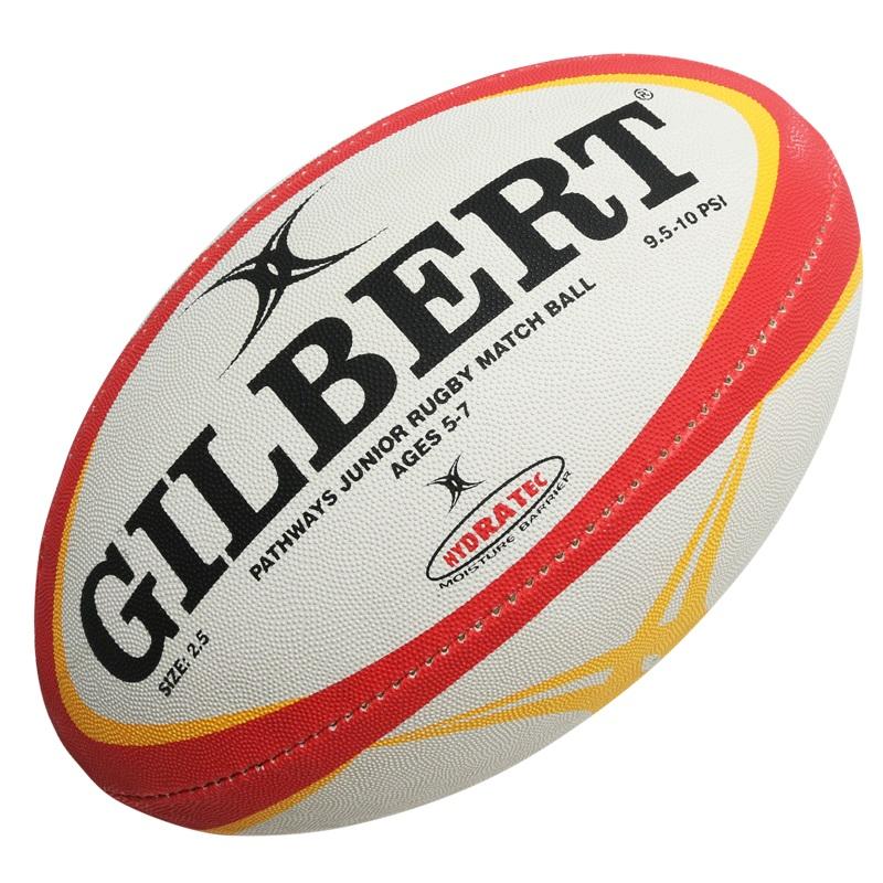 Gilbert Pathways Size 2.5 Jnr Rugby Match/Training Ball - Yellow/Red_20849-2.5