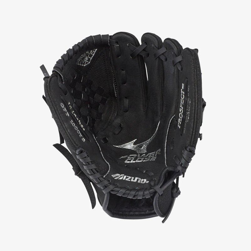 Mizuno Prospect Powerclose 10.5 Inch RHT Baseball Ball Glove - Black/Grey