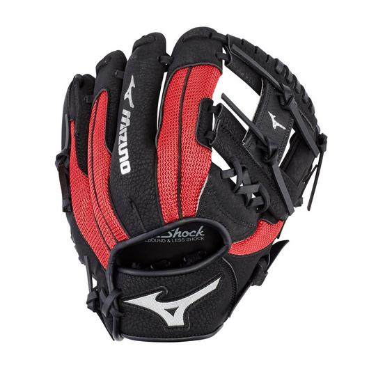 Mizuno Prospect Powerclose 10 Inch Baseball RHT Fielders Glove - Black/Red
