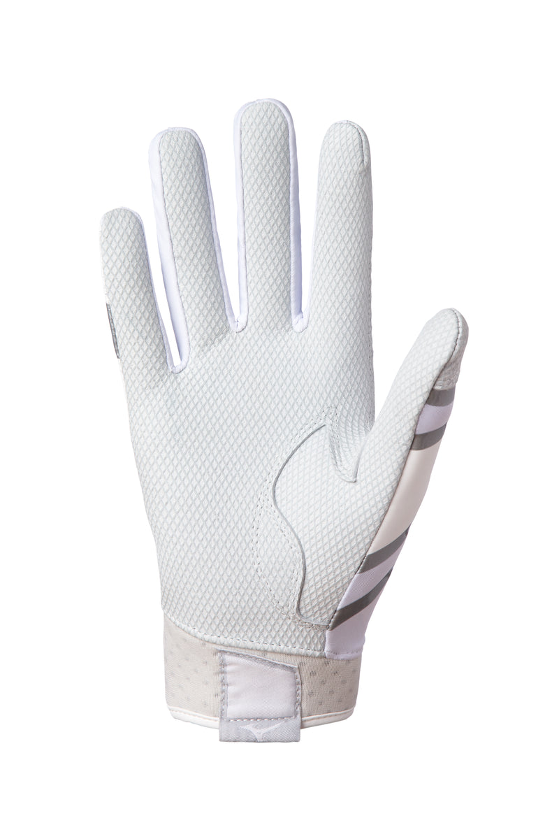 Mizuno F-257 Baseball/Softball Batting Gloves - White/Silver