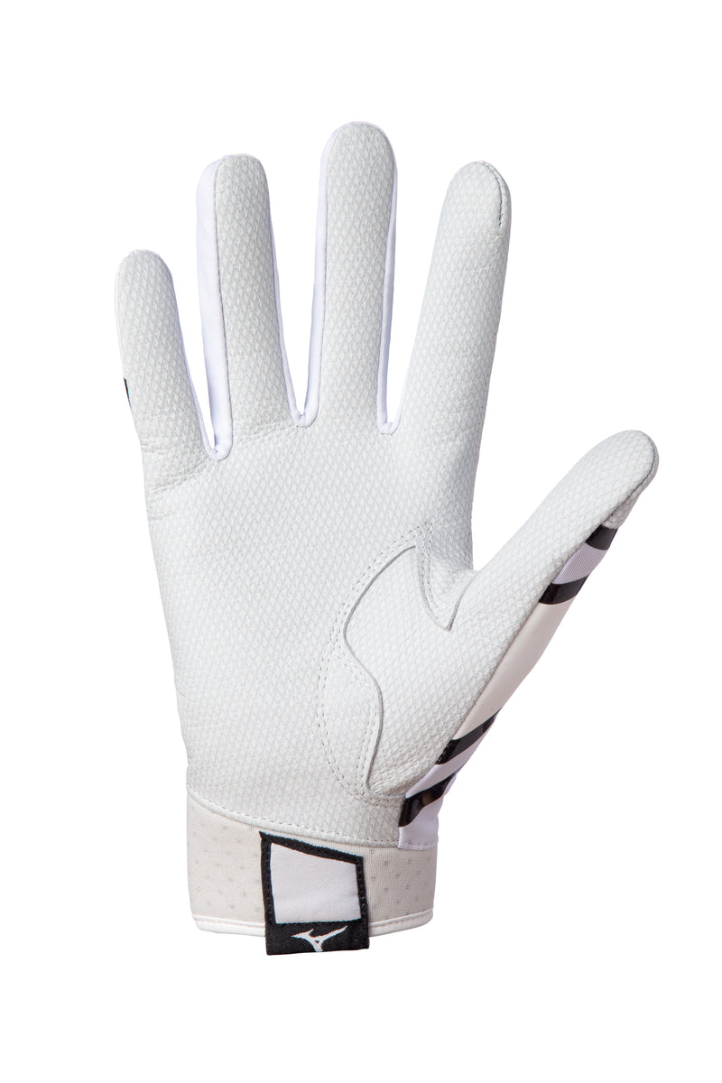 Mizuno F-257 Baseball/Softball Batting Gloves - White/Black