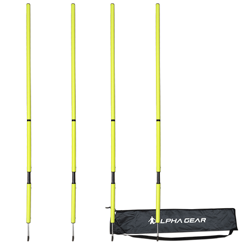 Alpha 4 Pack Agility Pole With Elevated Spring In Carry Bag - Yellow_4PKPOLESPRNGYEL