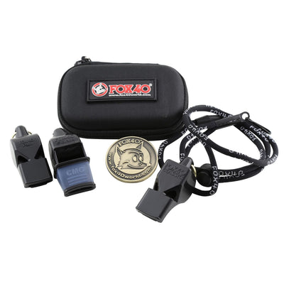 Fox 40 Pack Pearl/Classic/Sonik Whistle With Lanyard - Black_6906-0500