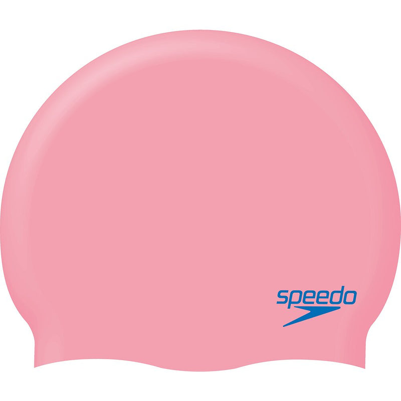 Speedo Plain Moulded Silicone Junior Swim Cap - Neon Fire/Bondi Blue