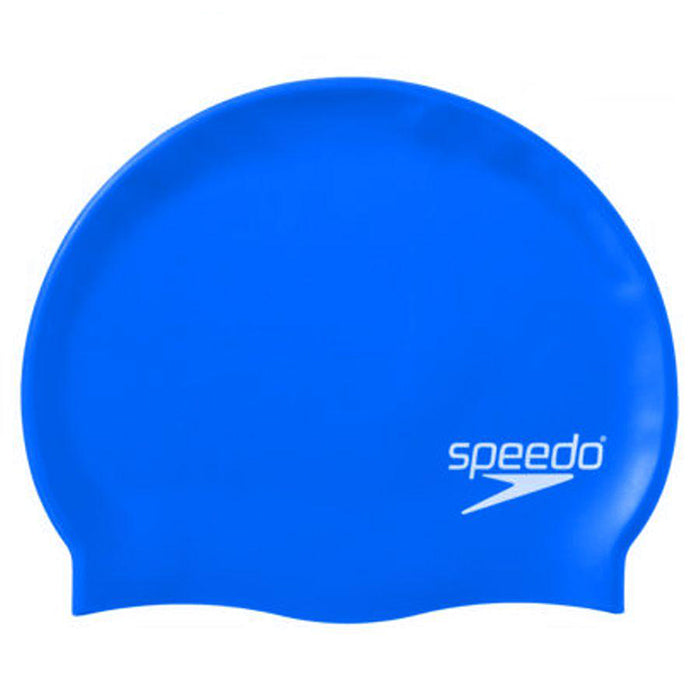 Speedo Plain Moulded Silicone Swim Cap - Neon Blue_8/709842610