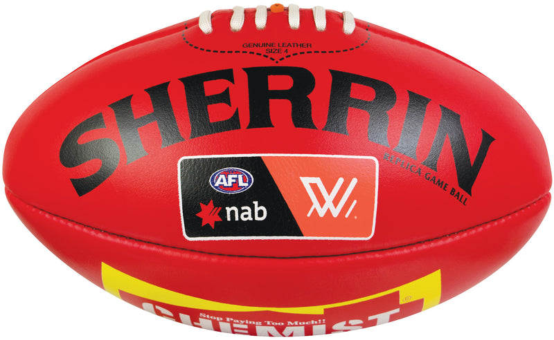 Sherrin Leather Replica Womens Size 5 AFL Ball-Red_4408/WOM/RED/REPLICA