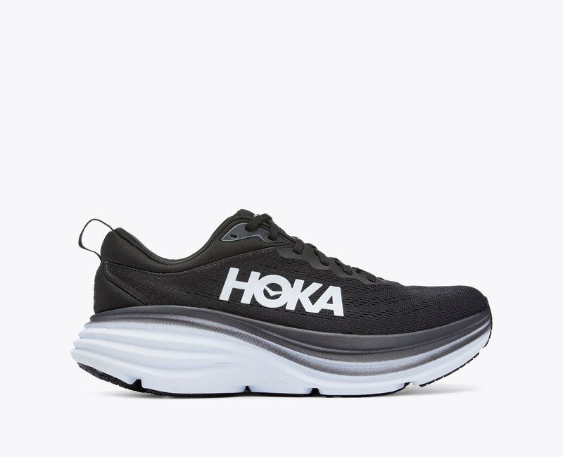 Hoka Bondi 8 Wide Mens Running Shoe - Black/White