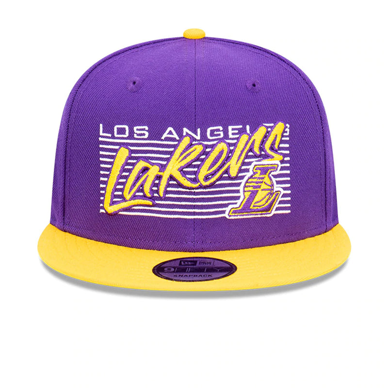New Era 9Fifty LA Lakers Retro Script Box Cap - Purple