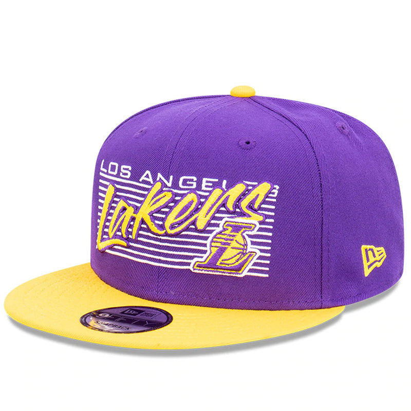 New Era 9Fifty LA Lakers Retro Script Box Cap - Purple