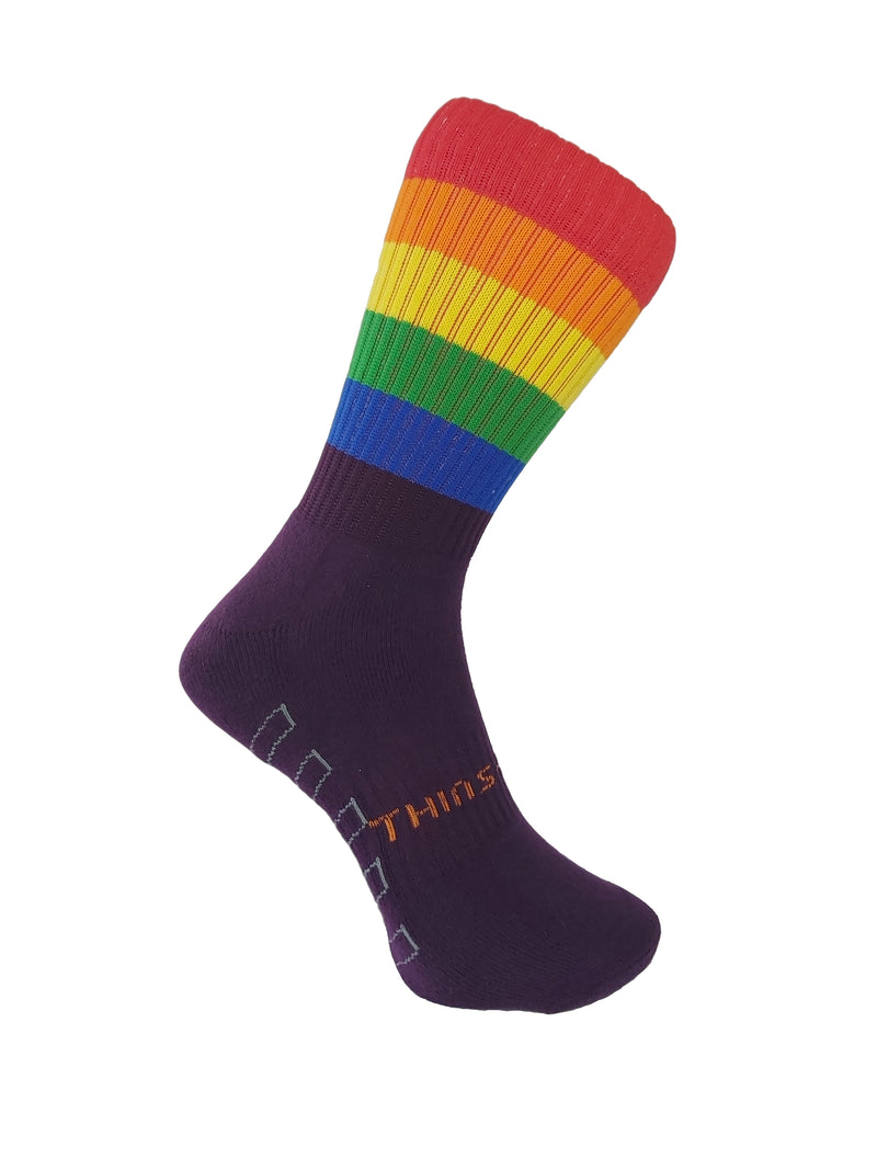 Thinskins Short Fine Knit Football Socks - Rainbow