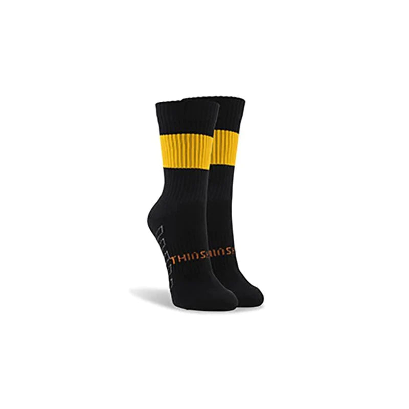 Thinskins Short Fine Knit Football Socks - Black/Gold Hoops