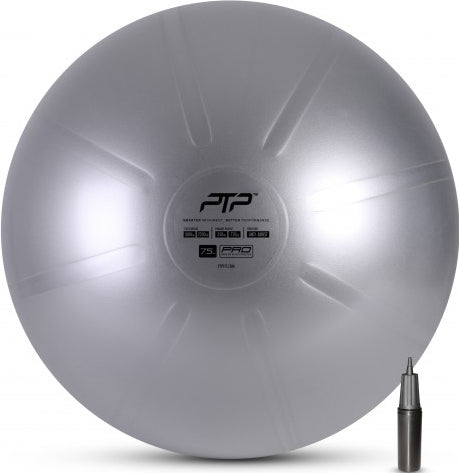PTP 75cm Core Strength And Balance Ball With Pump - Grey_CBPRO 75CM STEEL GREY