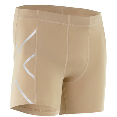 2XU TR2 Mens Compression 1/2 Short - Beige/Silver_MA4508B BGE/SIL